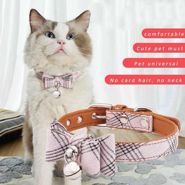 

dog collars & leashes adjustable collar cat and pet necklace with bells soft suede bow medal engraving hondenpenning 30n14