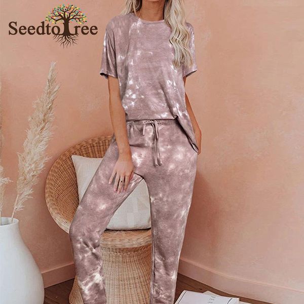 

women's tracksuits tie dye print pockets & pants set, Gray