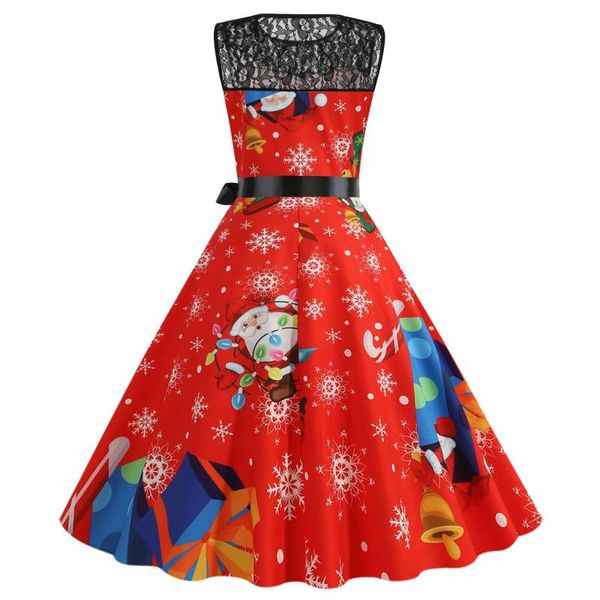 

casual dresses women christmas sleeveless lace 1950s housewife evening party prom dress night club flower wedding wear, Black;gray