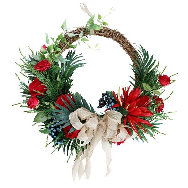 

artificial rose flower berry wreath spring for front door wall window wedding party farmhouse garden home decor decorative flowers & wreaths