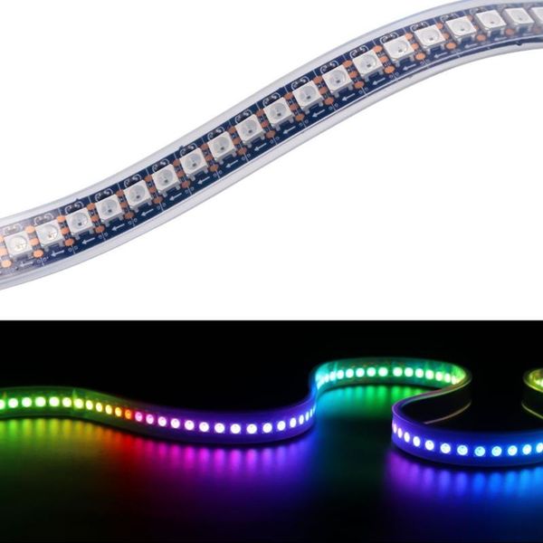 

strips dc5v ws2812b 30/60leds/m led strip individually addressable rgb smart pixel 5m ws2812 ic black/white pcb home indoor decor