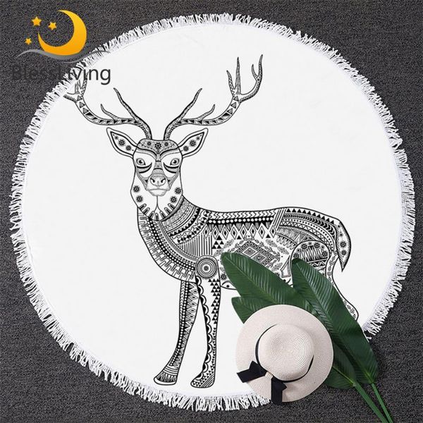 

towel blessliving retro aztec inspired round beach black and white yoga mat geometric abstract deer microfiber bath towels 150cm