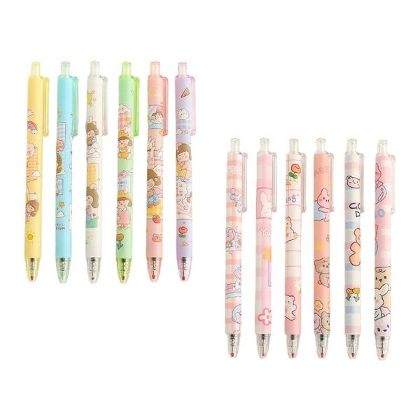 

gel pens g32b 6pcs retractable pen 0.5mm refillable black for journaling writing