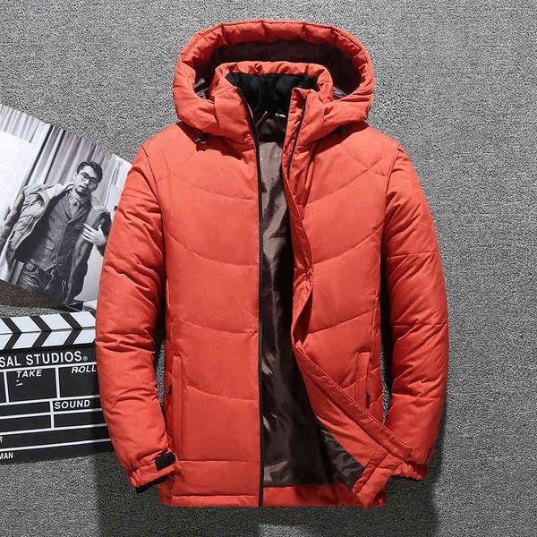 

new winter jacket men fashion casual down coat hooded thick warm white duck male parkas outwear, Black