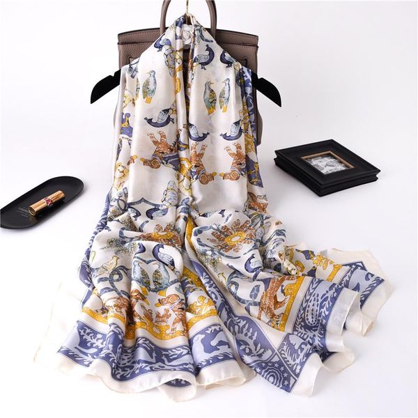 

scarves brand designer silk scarf women foulard female bandana long lrage shawls wrpas winter pashmina lady hijab 2021 echarpe, Blue;gray