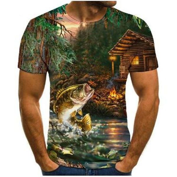 

men's t-shirts funny casual 3d printed t-shirt fish and women's hip hop harajuku top, White;black