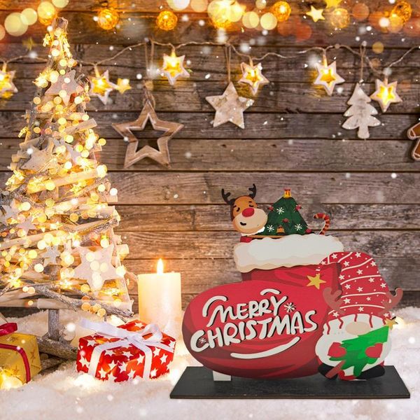 

christmas decorations tree small hanging sign wooden colored drawing pendants bell santa claus -decorations