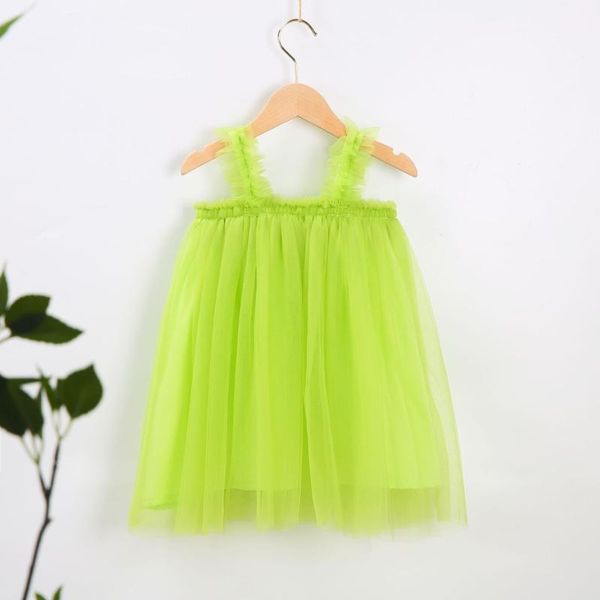 

kids girls dress for party wedding summer sleeveless baby mesh sling vest tutu dresses children's princess tulle girl's, Red;yellow