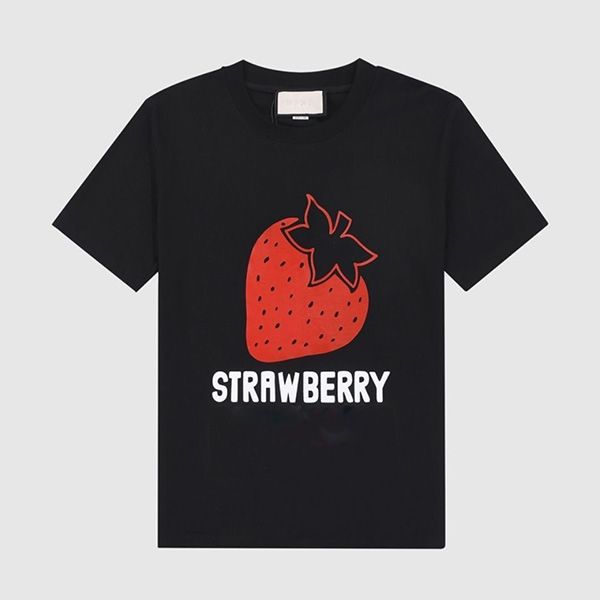 

2022 summer t-shirt men tee romper strawberry printed women clothing short sleeve top, White;black