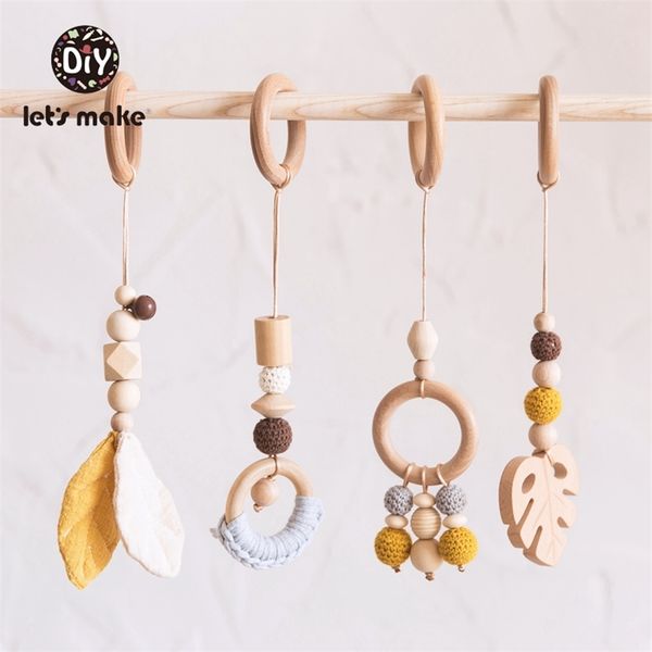

1set play gym wood sensory mobile rattle baby toys nordic room decoration gift infant pography prop baby rattles for stroller 210923