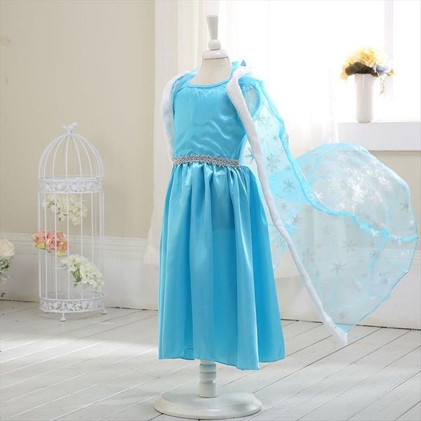 

beautiful little girl christmas dresses cosplay show mesh cape snowflake print princess hair childrens elegant, Red;yellow