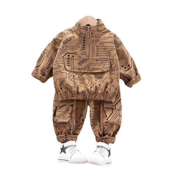 

spring autumn kids print costume children turtleneck jacket pants boys baby girls casual clothes new toddler fashion tracksuits x0902, White