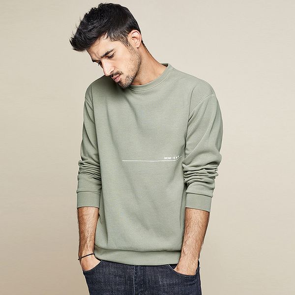 

winter men round collar sweatshirt in europe and the contracted letters printed hoodie leisure, Black