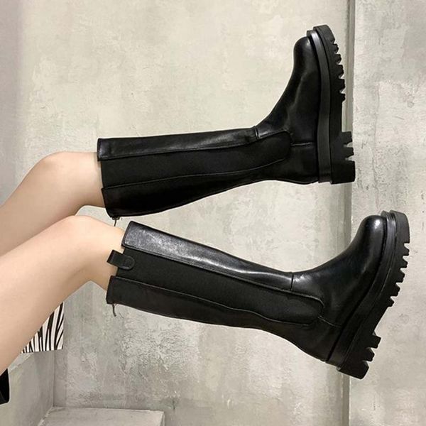 

boots gigifox 2021 arrivals elastic band comfortable ins trendy women shoes platform dropship fashion knight boot lady, Black