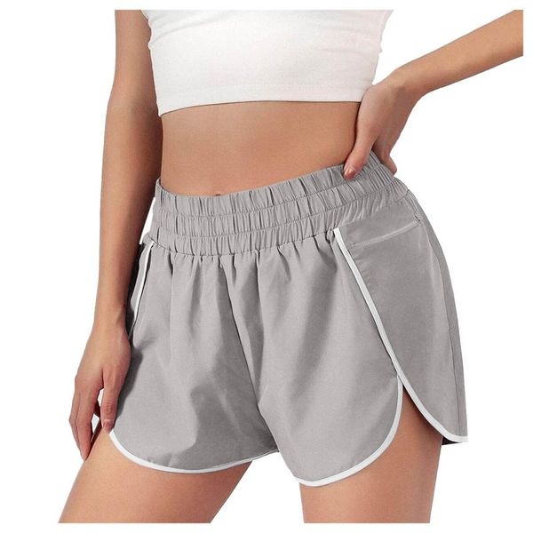

women's shorts pantalones de mujer fashion 2021 sport athletic workout elastic waist running pockets summer #t3, White;black