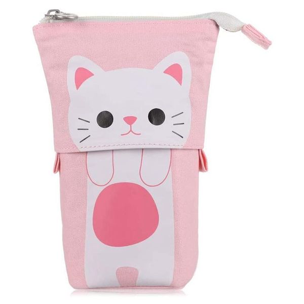 

transformer stand store pencil holder cartoon cute cat case organizer pen box white bags