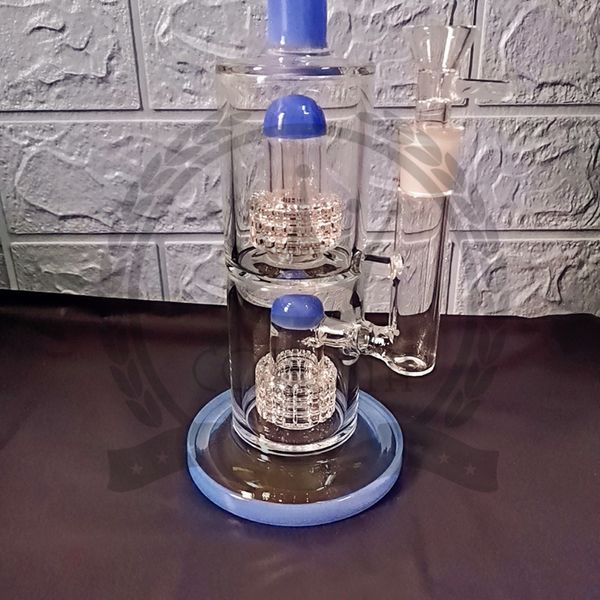 Glass Bong Heady Hookah Tubulação de água Recycler Dab Rig Rig 12 Armeira Árvore de Árvore Percácula Petróleo com 14.5mm Tigela