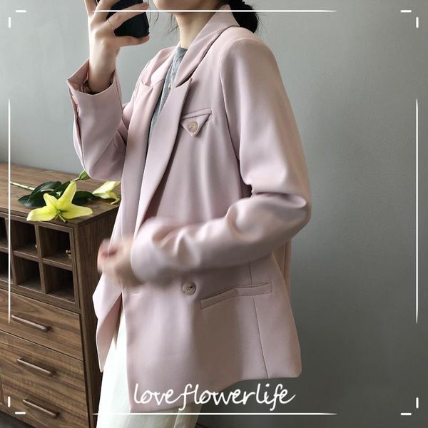 

women's jackets cozok medium length suit coat 2021 spring korean small design casual 2975, Black;brown