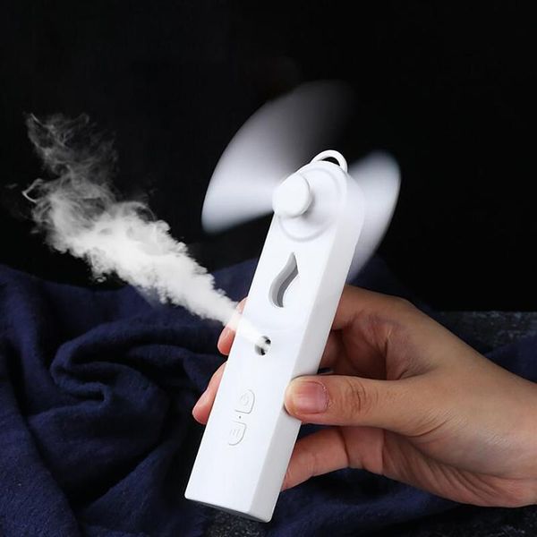 

portable 2 in 1 mini fan humidifier usb rechargeable handheld water spray mist face steamer air conditioner for outdoor electric fans