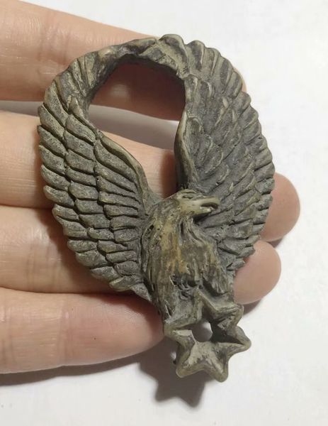 

16 pcs faux yak bone resin carved hawk pendant necklace adjustable, Silver