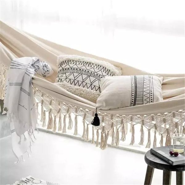 

camp furniture deluxe double hammock swing chair large 2 person boho 2x1.5m brazilian macrame fringed indoor hanging tryc889