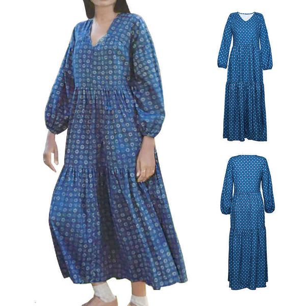 

2021 autumn women's drs printed bohemian national high waist drs, Black;gray