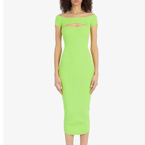 

ocstrade bandage dress arrival neon green bodycon women summer cut out midi party club outfits 210527, Black;gray