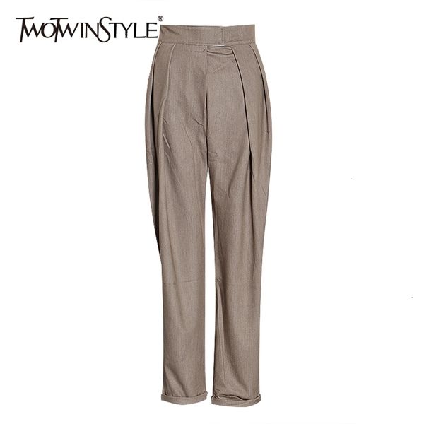 

casual solid trouser for women high waist minimalist ruched black pants female fashion clothing stylish 210521, Black;white