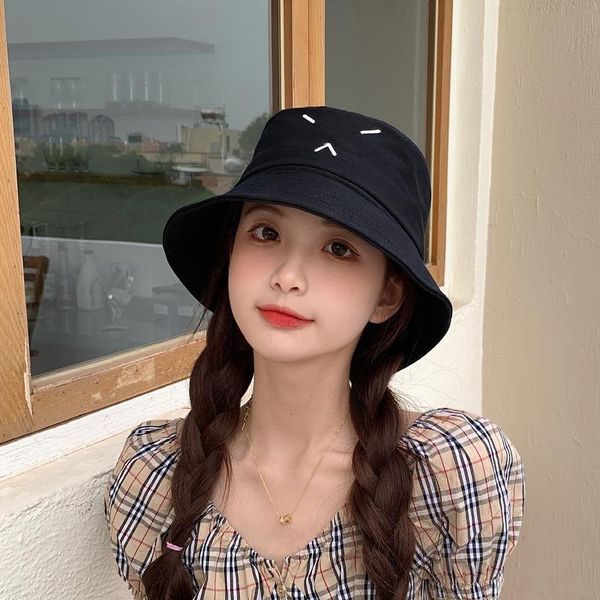 

wide brim hats lovely cartoon fisherman hat female summer versatile student sunscreen sunshade spring and autumn basin, Blue;gray