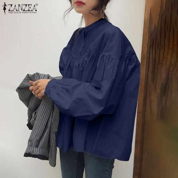 

blouses plus size stylish solid shirts women's spring blouses 2021 casual puff sleeve blusas female button tunic chemise, White