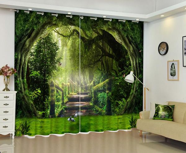 

curtain & drapes landscape of ancient forest 3d window for living room curtians sunshade customize size