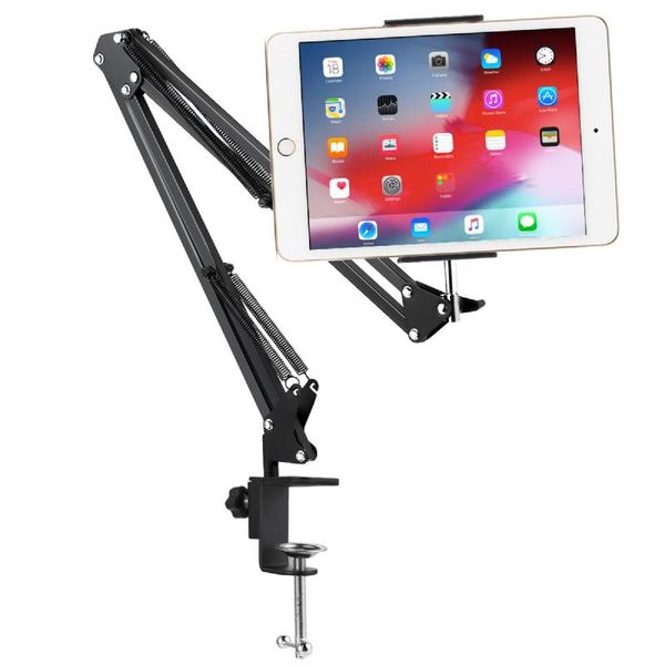 

cellphone tablet holder stand adjustable long arms mount bracket for 12-18cm wide mobile phone tablets pc stands