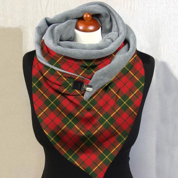 

scarves fashion lattice print button scarf casual comfortable cotton shawls autumn winter keep warm soft wrap for women, Blue;gray