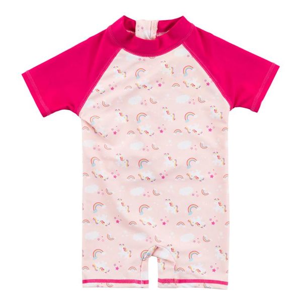 

one-piece suits wishere summer kids' bathers swimsuit swimwear short sleeves upf50+ sunsuit baby girl beachwear for swimming pool