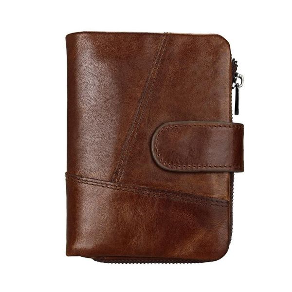 

wallets men's wallet leather casual short zipper coin purse fashion stitching clutch bag, Red;black