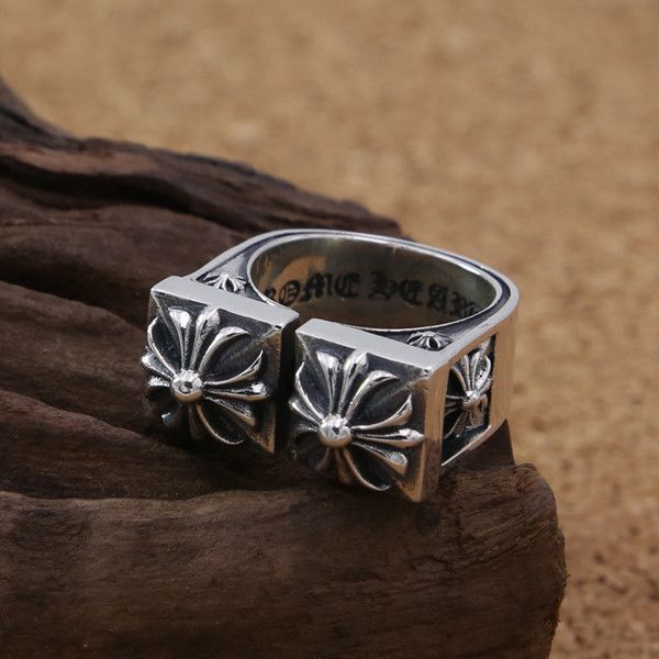 

handmade 925 sterling silver double crosses adjustable band rings american european punk gothic antique vintage designer luxury jewelry acce