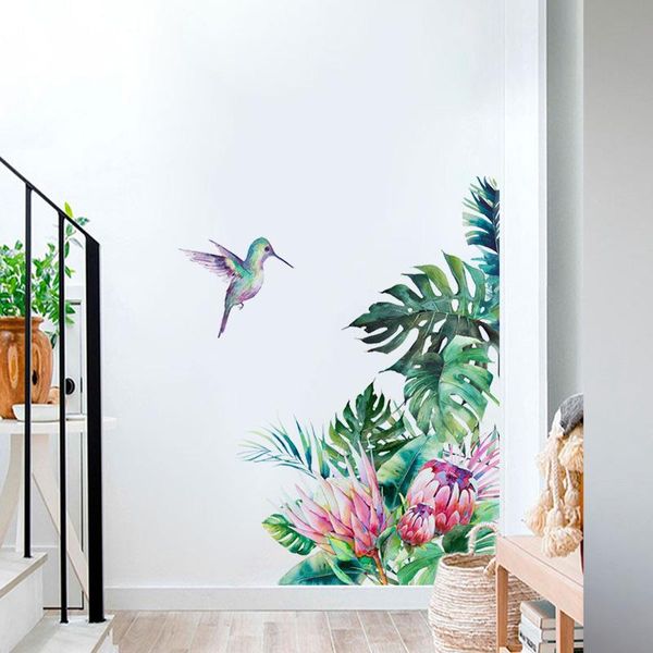 

window stickers flowers bird wall bedroom living room background decoration mural home decor decals removable pvc wallpaper