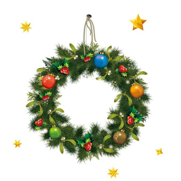 

wall stickers christmas wreath window glass festival decals santa murals year decorations for