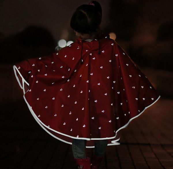 

raincoats children safety reflective lovely shape hooded poncho raincoat cloak