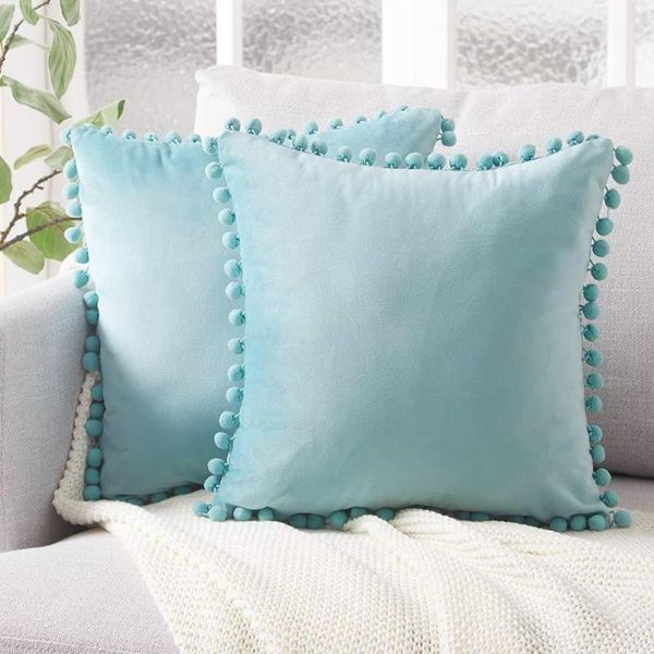 

cushion/decorative pillow cilected soft velvet decorative pillowcase bed throw decor car for sofa cover pompom covers home cushions pillows