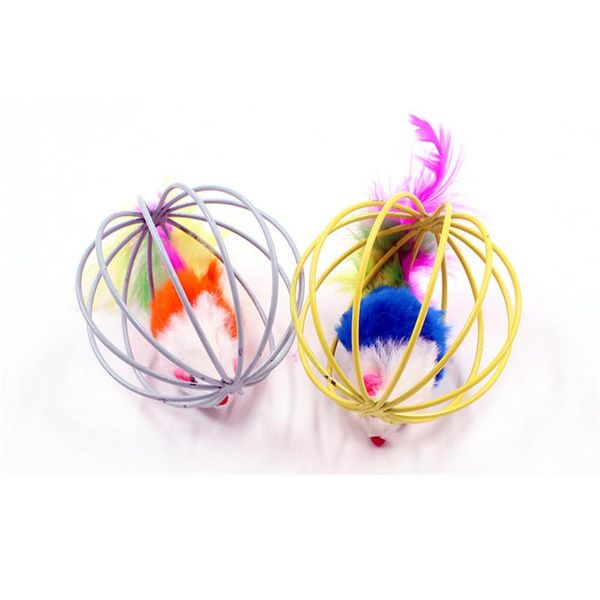 

cat toys fun randomly gift pet kitten playing mouse rat mice ball cage funny play