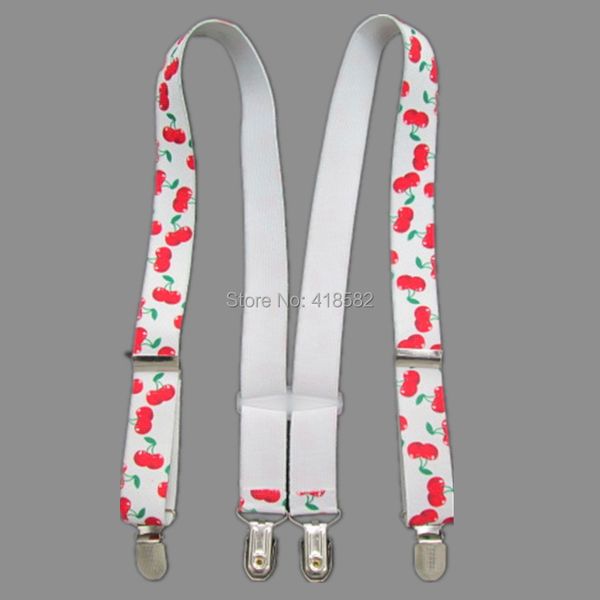 

bd062-- arrival cherry print suspenders for baby 2.5*65cm 4 clips-on children accessories ship, Black;white