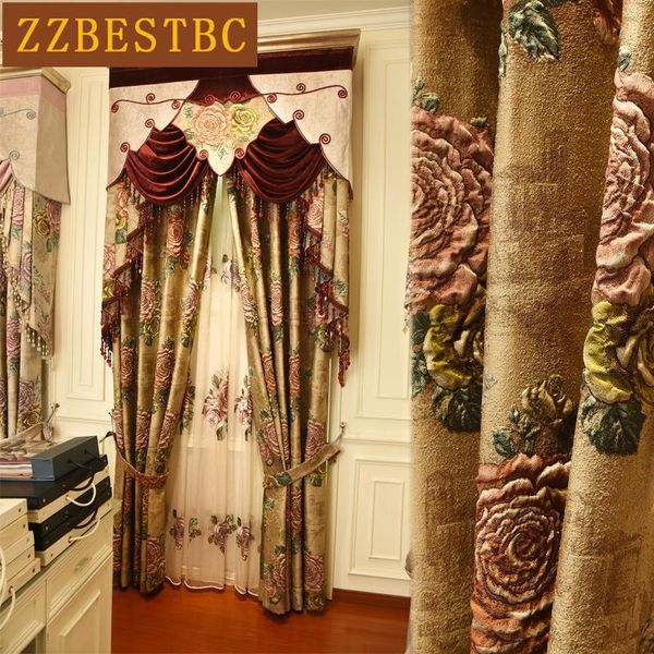 

curtain & drapes brown royal aristocratic luxury 4d jacquard flower blackout villa curtains for bedroom living room