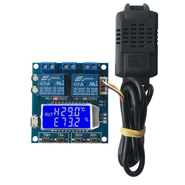 

smart home control xh-m452 high precision dc 12v 10a digital led dual output temperature and humidity controller module with sht20 sensor