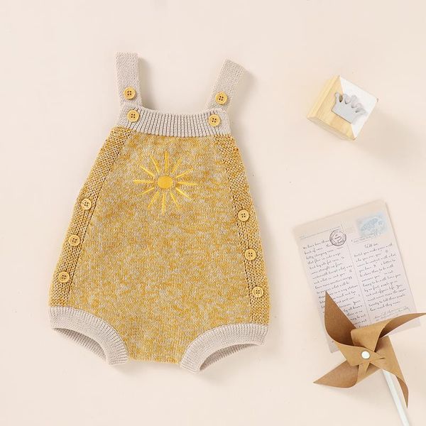 

rompers winter autumn baby girls boys knitted romper sweet style infant creative sun embroidery sleeveless suspender jumpsuit for, Blue