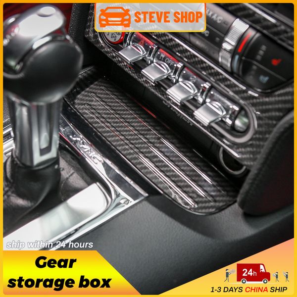

abs carbon fiber front gear storage box organizer tray for ford mustang 15+ auto interior accessories