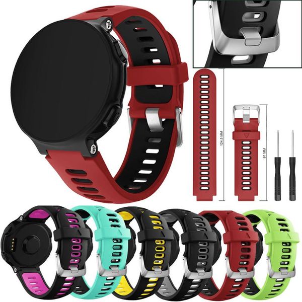 

watch bands for garmin forerunner 230 235 220 620 630 735x sport silicone band strap replacement watchband bracelet with 2 screwdriver, Black;brown