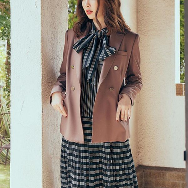 

women's suits & blazers japan style elegant ol blazer women notched double breasted long sleeve suit jacket 2021 autumn all-match casua, White;black