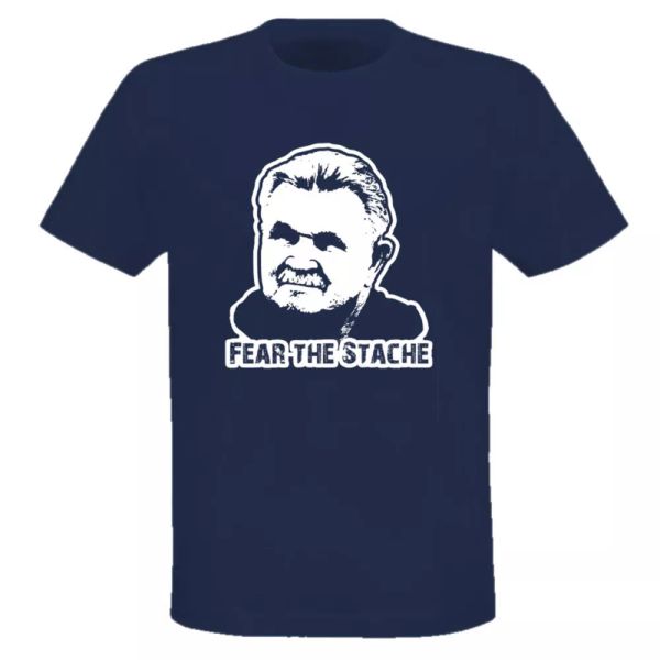 

mike ditka fear the stache funny sports t shirt, White;black