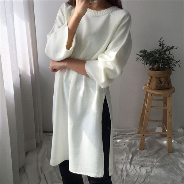 

sweaters autumn winter women pullovers split fashionable sweaters elegant casual oversize knitting long irft 40x9, White;black